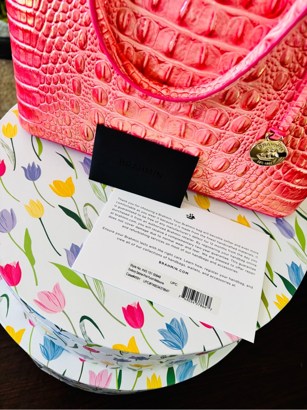 NWT Brahmin Duxbury Satchel Pink Punch Melbourne Leather - Picture 2 of 10
